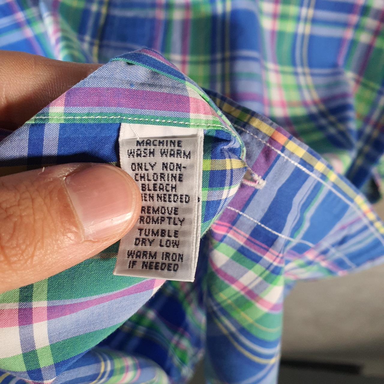Vintage Ralph Lauren Button Down Shirt Mens Medium Blue Checkered Custom Fit Pony