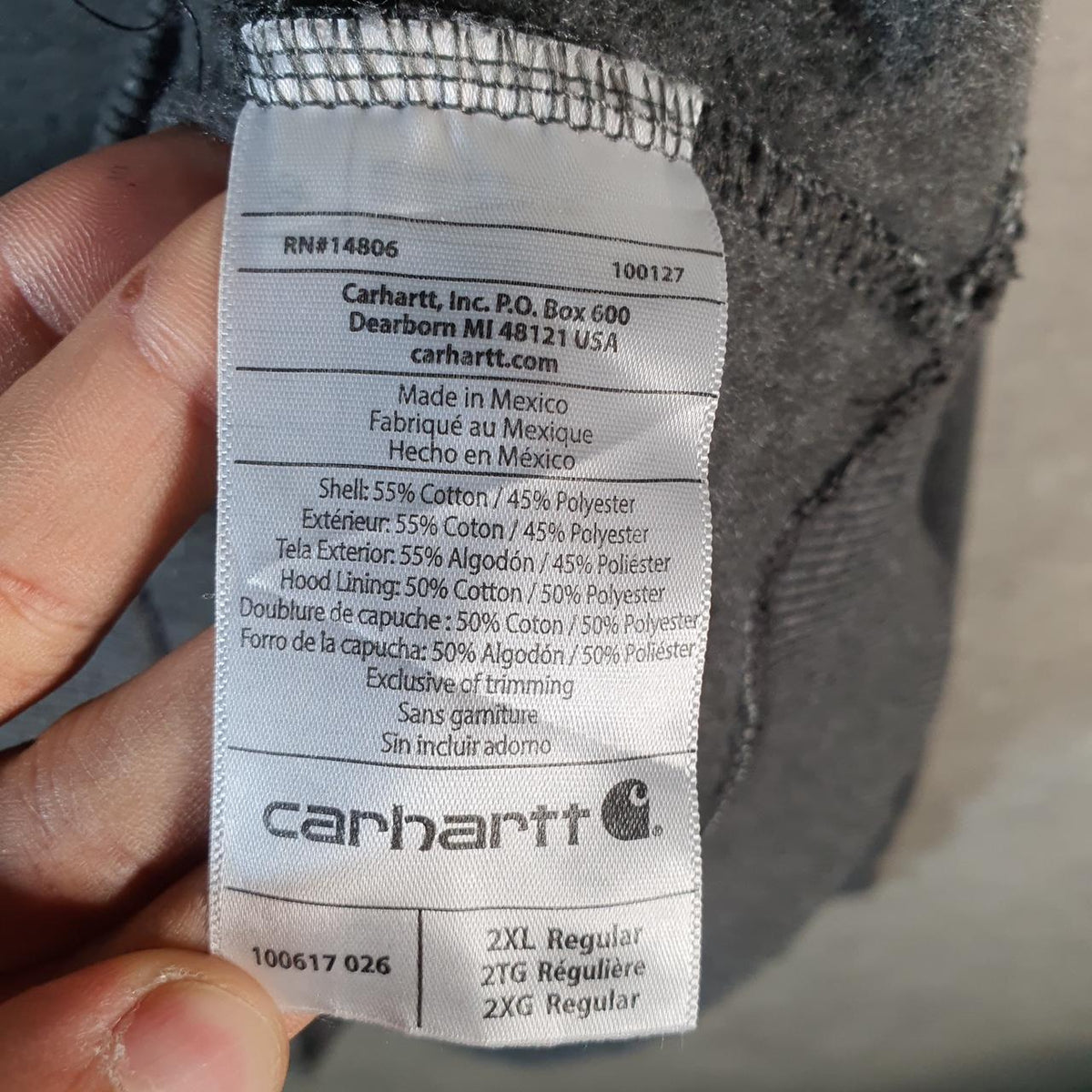 Vintage Carhartt Rain Defender Hoodie Men’s 2XL Grey 1/4 Zip Pullover Blank USA Loose Fit