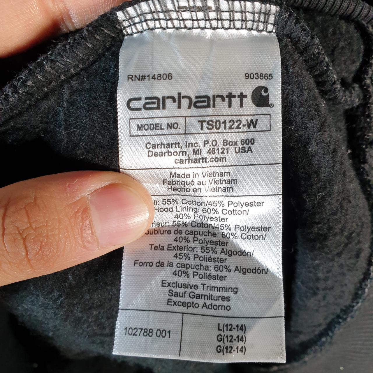 Vintage Carhartt Hoodie Womens Large Black Full Zip Sweatshirt USA Relaxed Fit