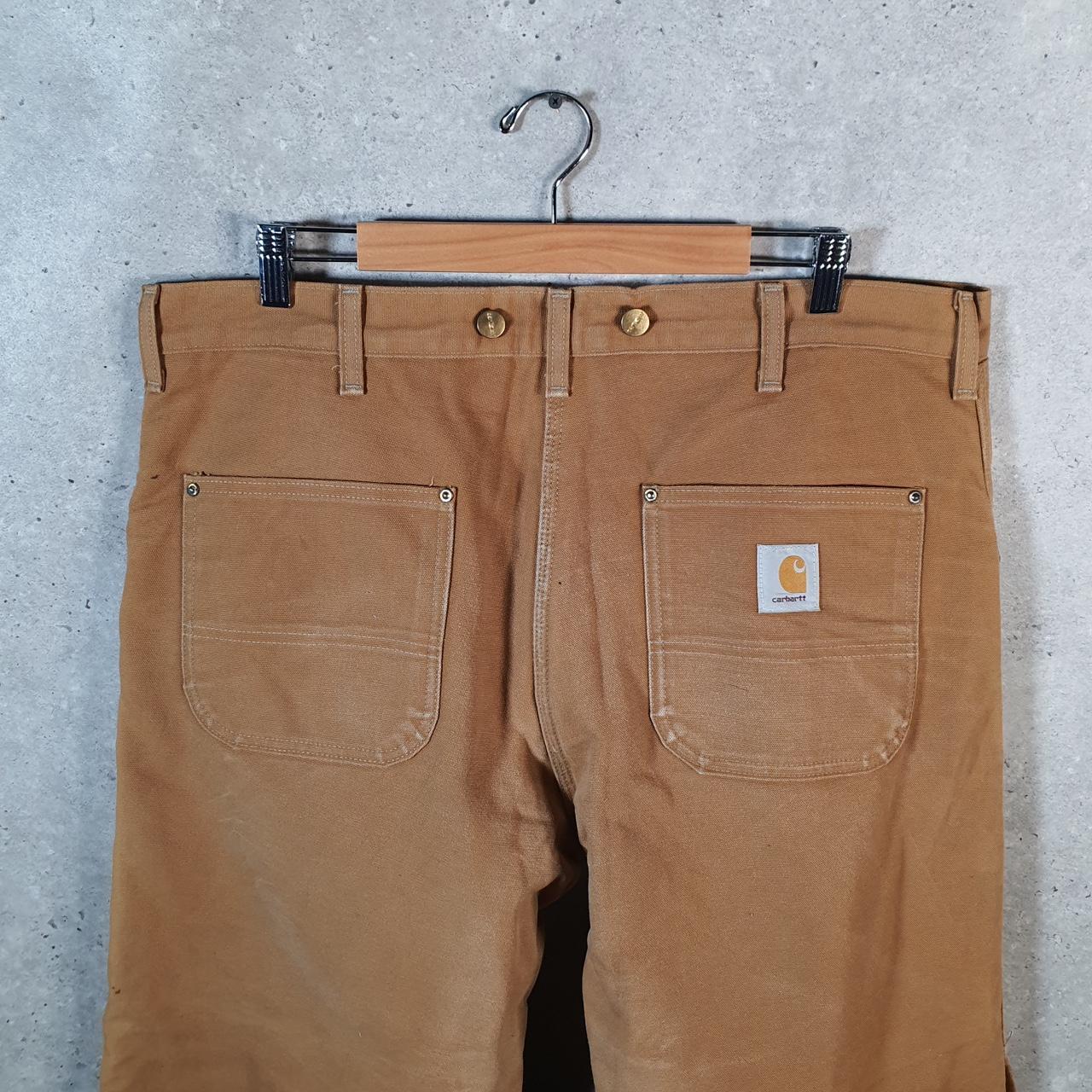 Vintage Carhartt Zipped Carpenter Trousers Mens W38 L30 Brown Dungaree Fit Workwear