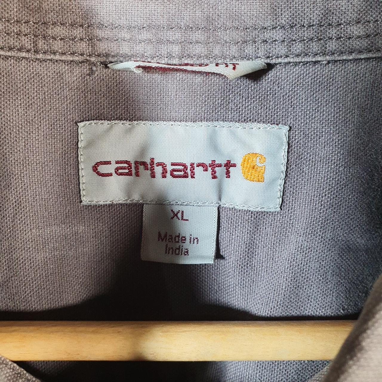 Vintage Carhartt Shirt Button Down Mens XL Grey Short Sleeve Chore Utility Relaxed - Big Fish Vintage