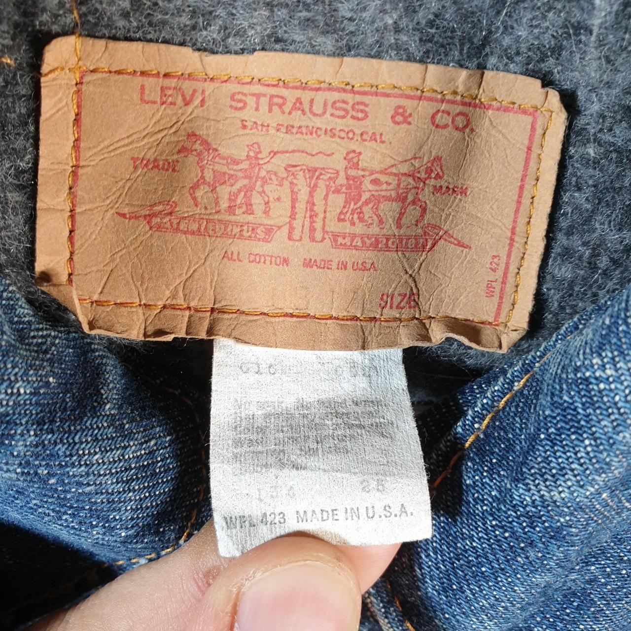 Vintage Levis Denim Jean Trucker Sherpa Jacket Mens Small Blue Sherling USA