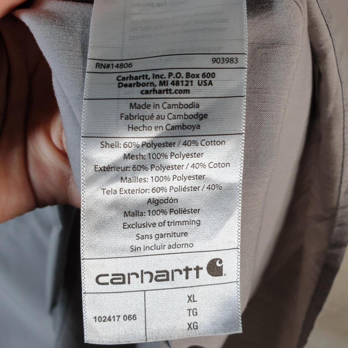 Vintage Carhartt Shirt Button Down Mens XL Grey Short Sleeve Chore Utility Relaxed