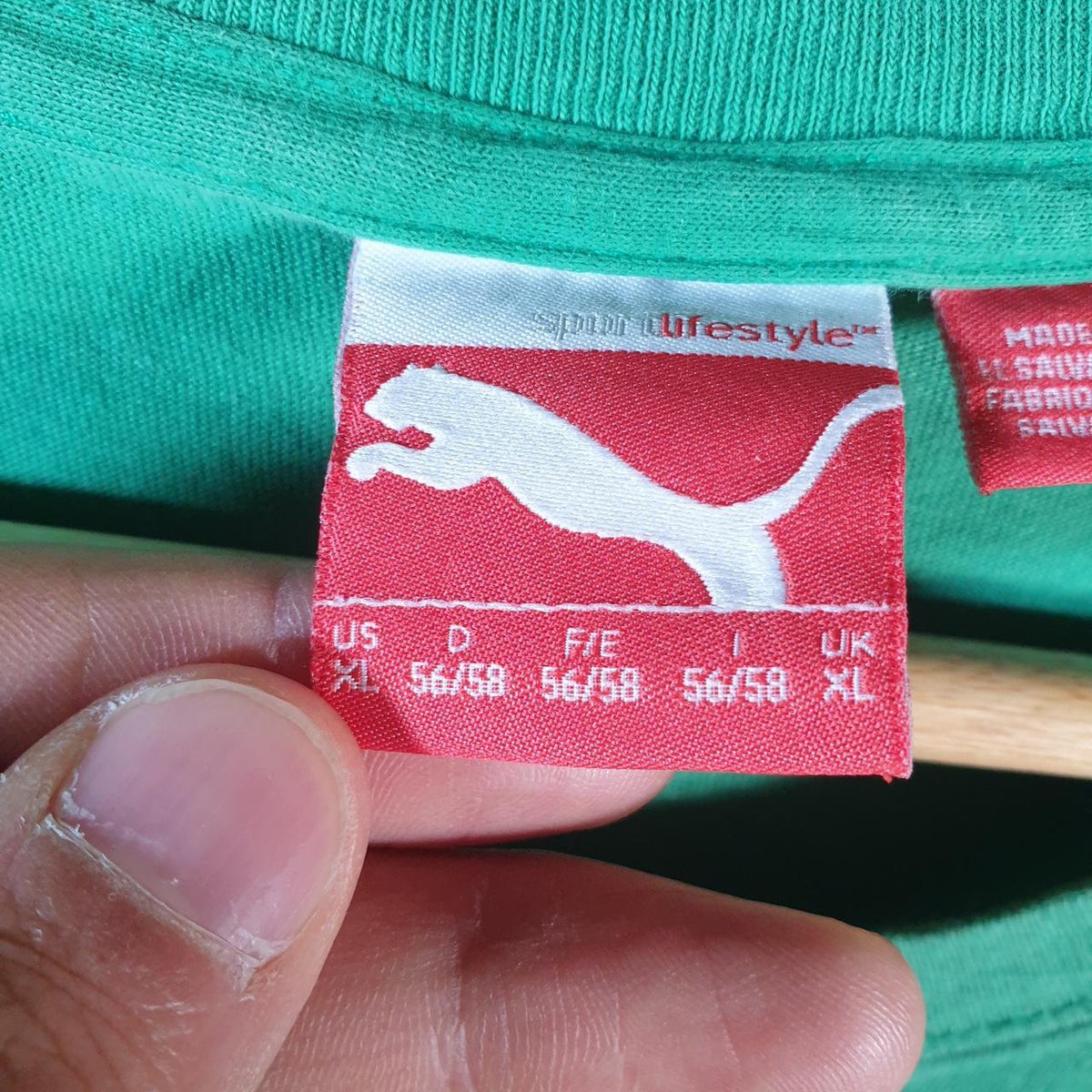 Vintage Puma Spellout T Shirt Mens XL Green Sports Logo Athletic