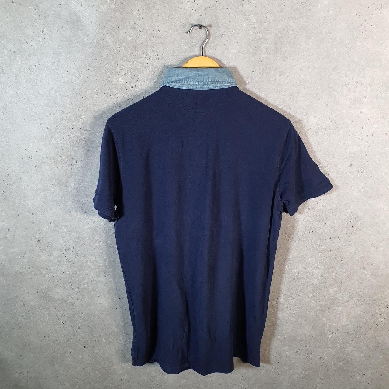 Vintage Ralph Lauren Polo USA Flags Shirt Men’s Medium Navy Blue Golf Cotton Pony