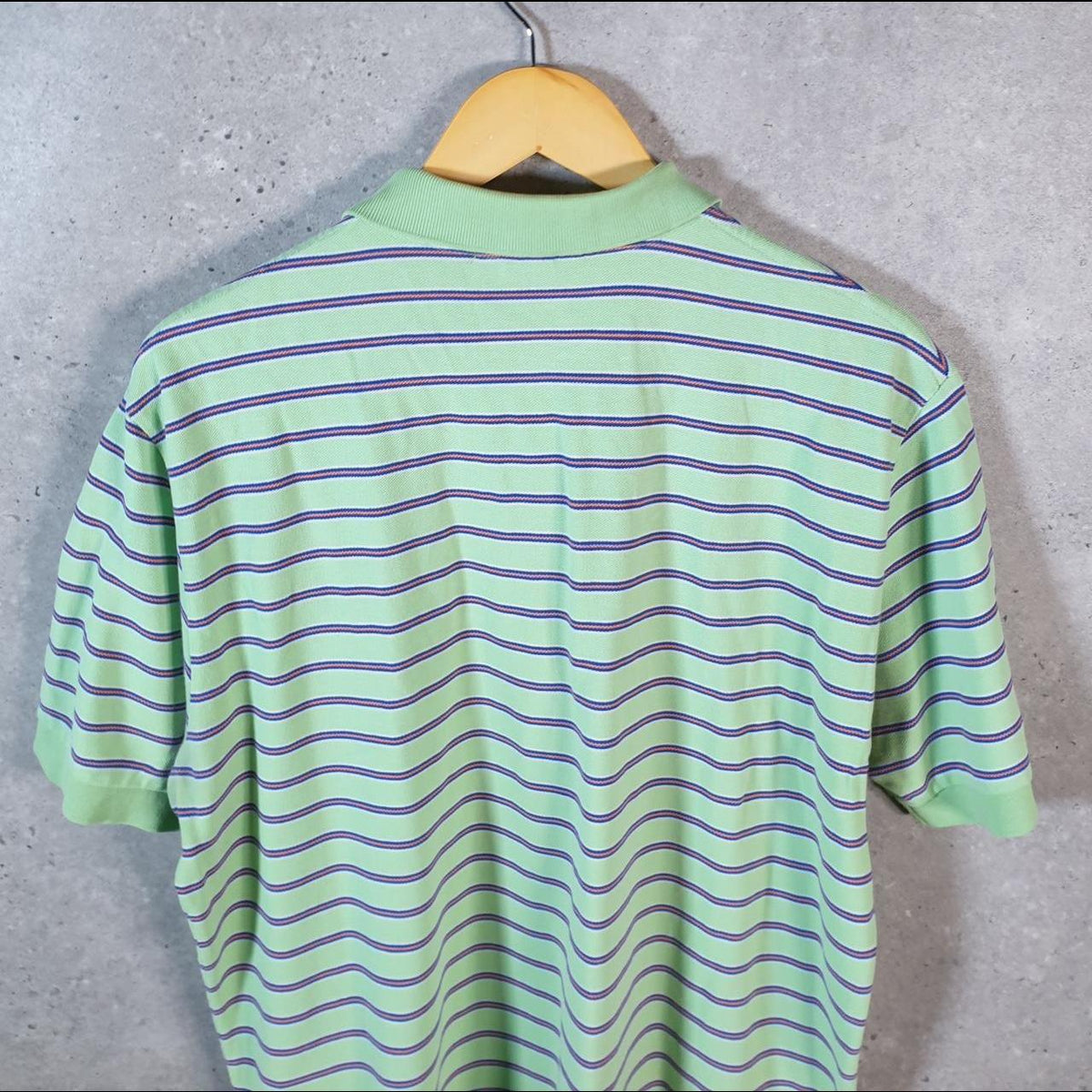 Vintage Ralph Lauren Polo Shirt Men’s large Green Striped Cotton Pony C9611