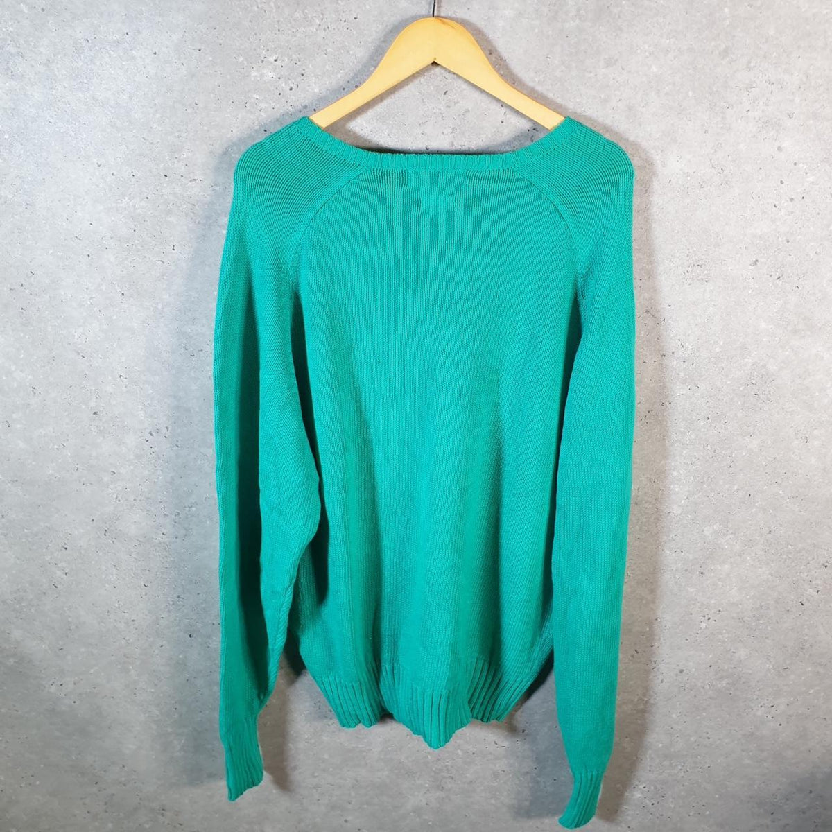 Vintage Ralph Lauren Polo Knit Sweatshirt Men’s Large Blue Cotton Pullover Pony