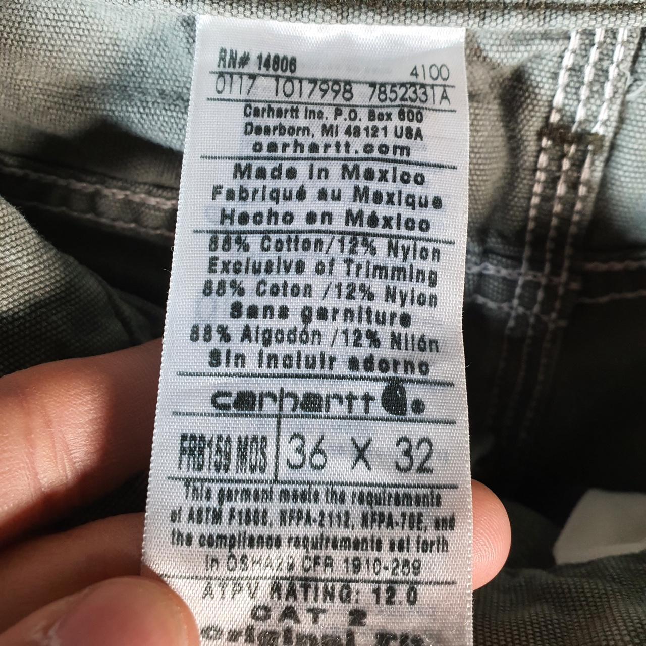 Vintage Carhartt Carpenter FR Trousers Mens W36 L32 Khaki Green Relaxed Fit Workwear USA