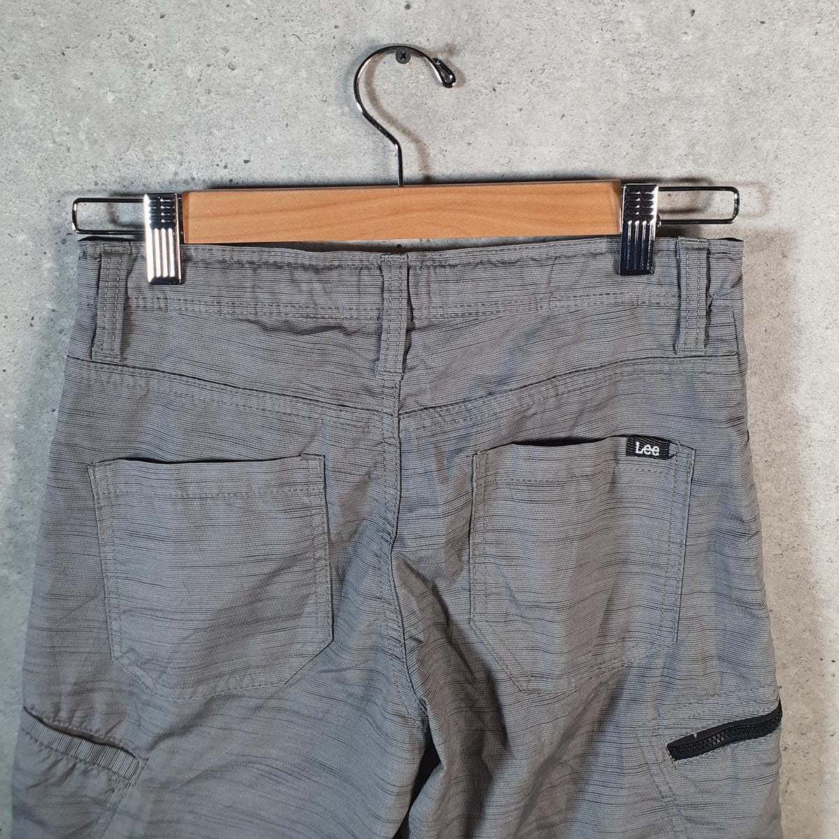 Vintage Lee Chino Shorts Jorts Cargo Womens W26 Grey Baggy Cotton A4434