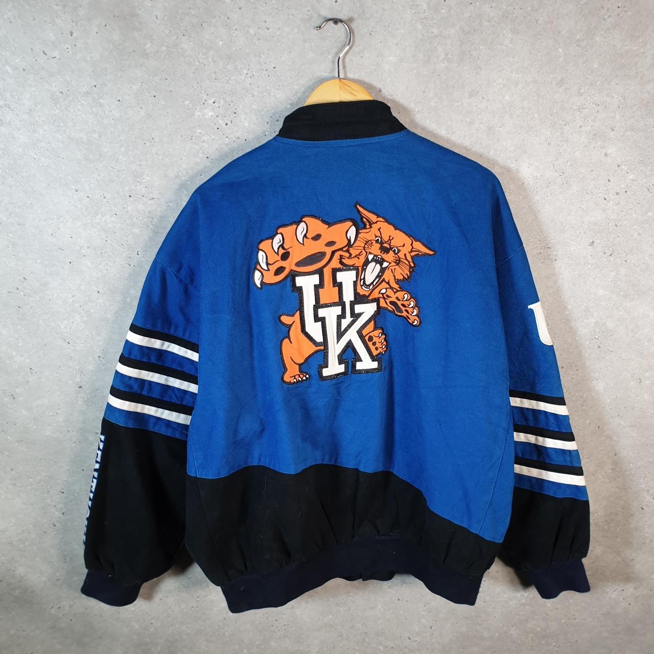 Vintage Leather Gallery Kentucky Wildcats 90s Bomber Jacket Men’s XL Blue Pro Sport Biker USA Big Fish Vintage