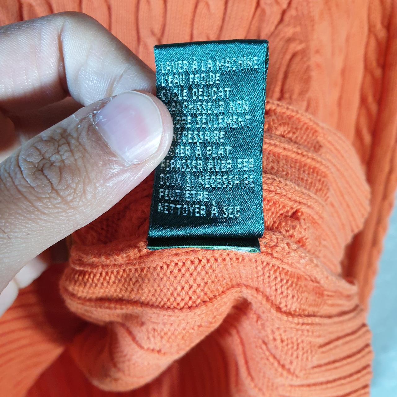 Vintage Ralph Lauren Polo Cable Knit Sweater Womens Small Orange Cotton Pullover
