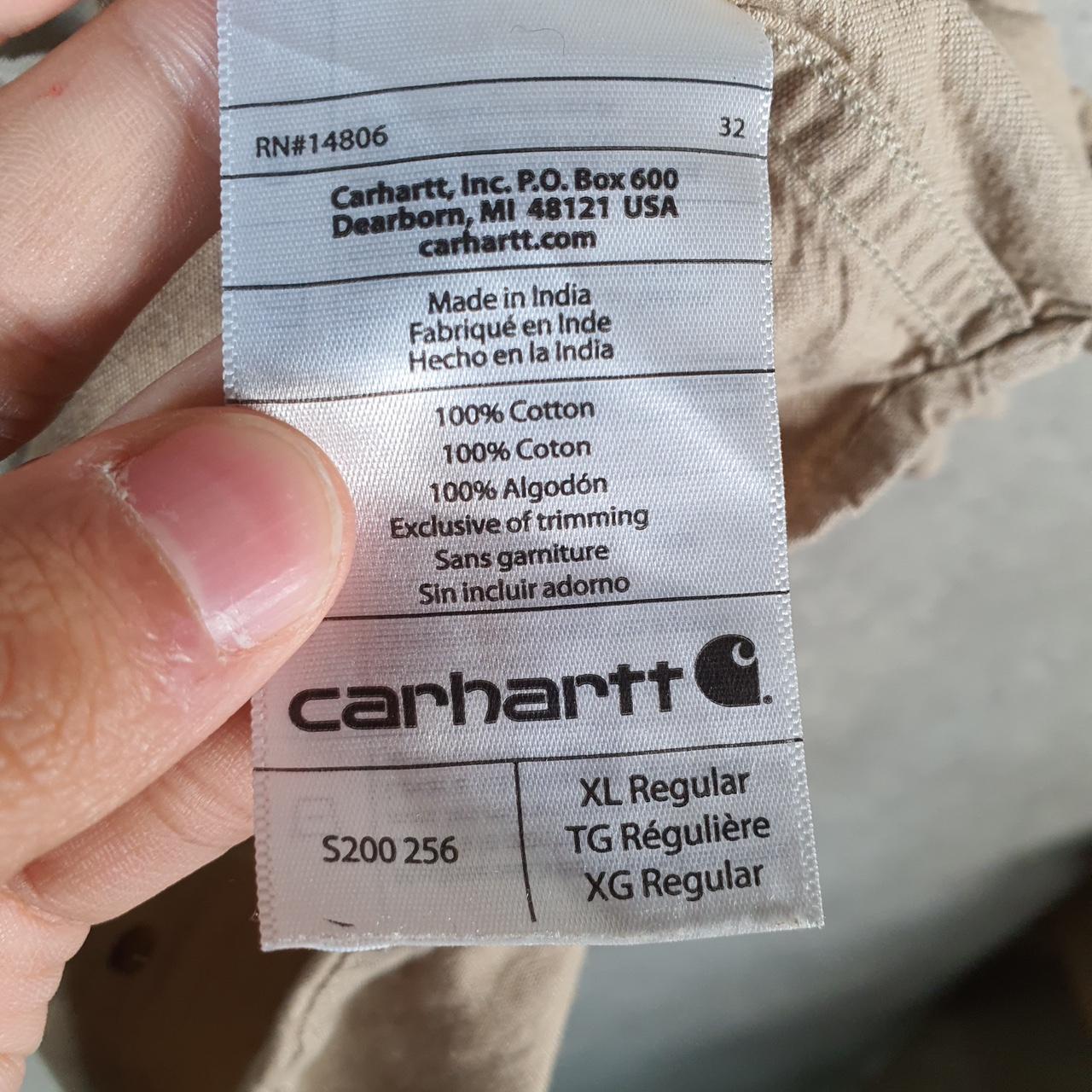 Vintage Carhartt Shirt Button Down Mens XL Brown Short Sleeve Chore Utility Relaxed - Big Fish Vintage