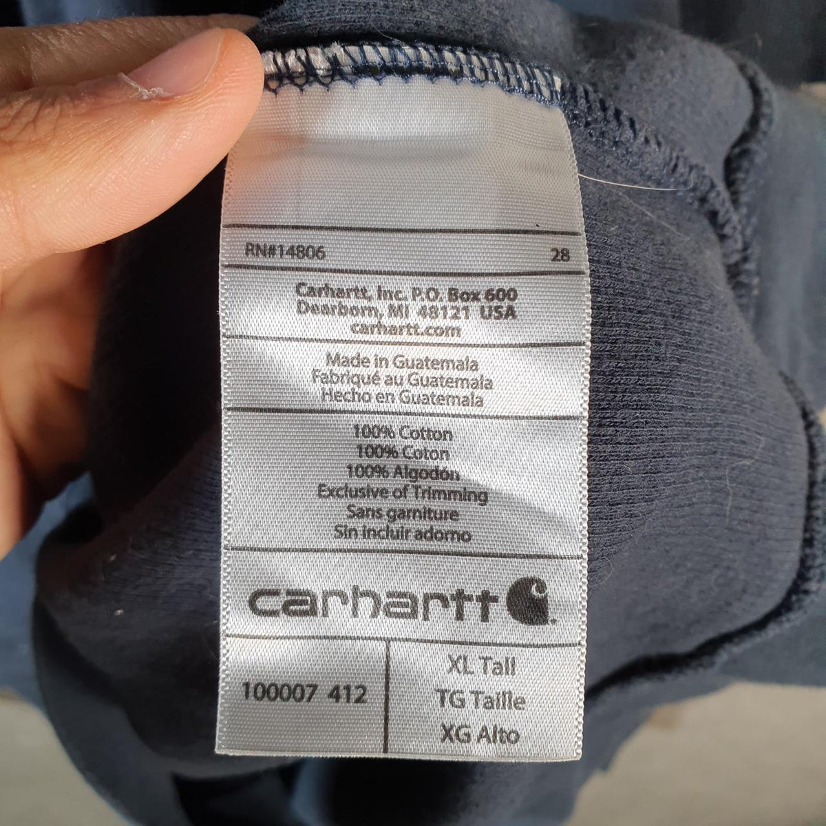 Vintage Carhartt 1/4 Zip Sweatshirt Men’s XL Tall Navy Blue Pullover Blank USA Relaxed Fit