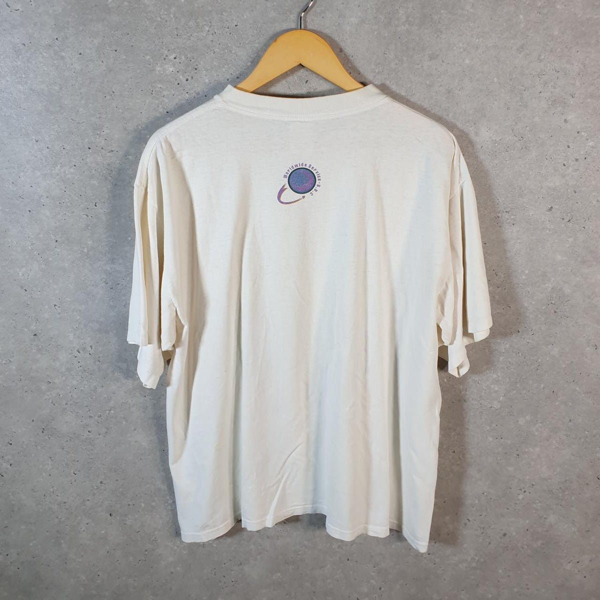Vintage Bugle Boy Worldwide Service 90s USA Single Stitch T Shirt Men’s XL White