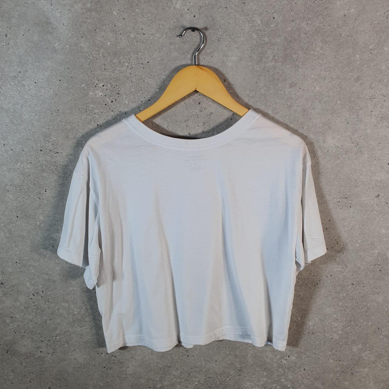 Vintage Champion Spellout Logo Cropped T Shirt Womens Medium White Athletic