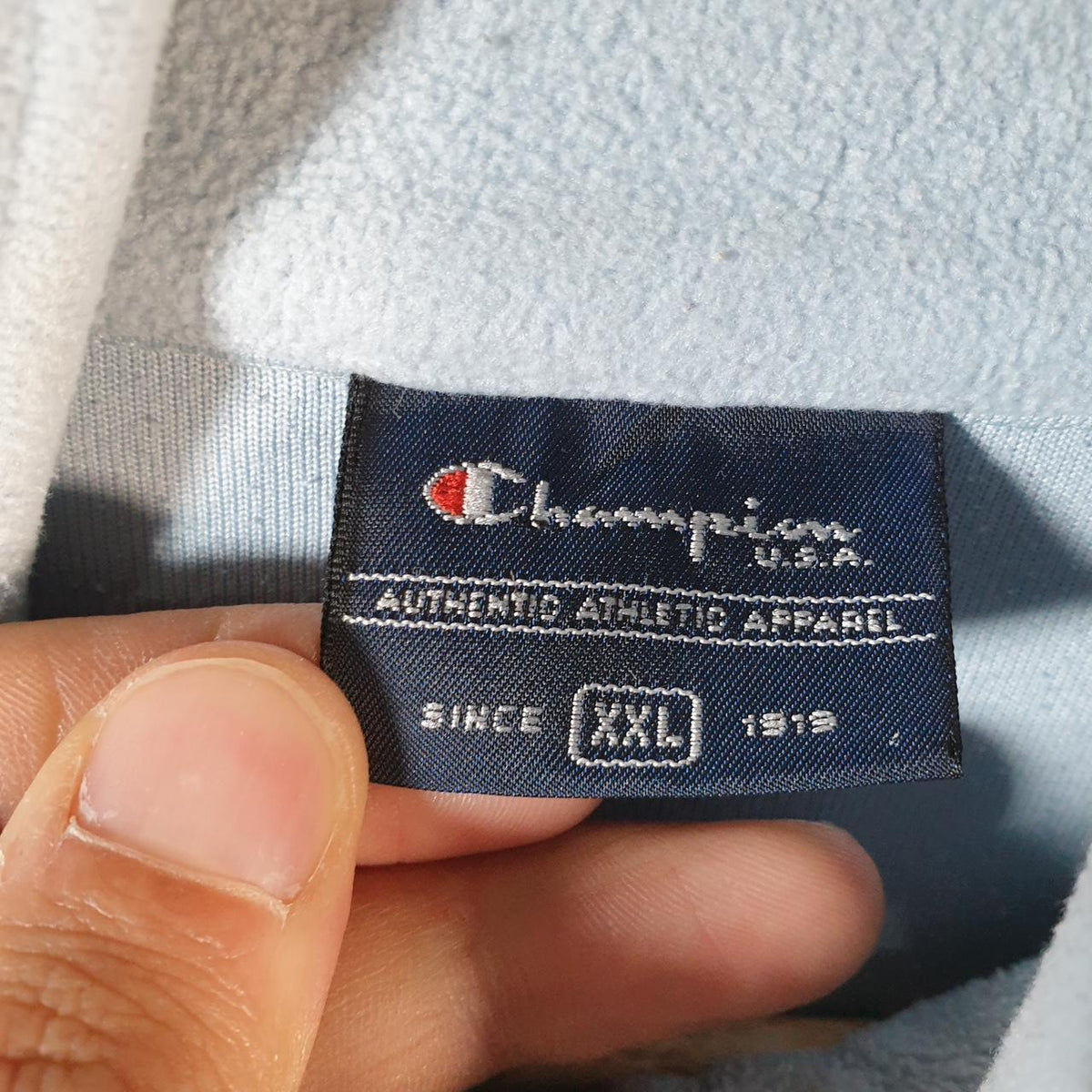 Vintage Champion 1/4 Zip Fleece Pullover Sweatshirt Mens 2XL Blue Embroidered Logo
