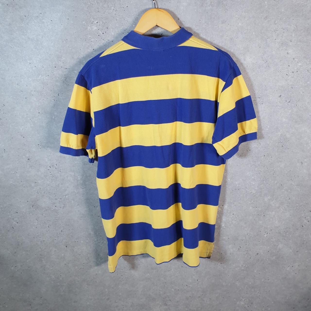 Vintage Ralph Lauren Polo Shirt Men’s Large Blue Striped Cotton Pony C9625