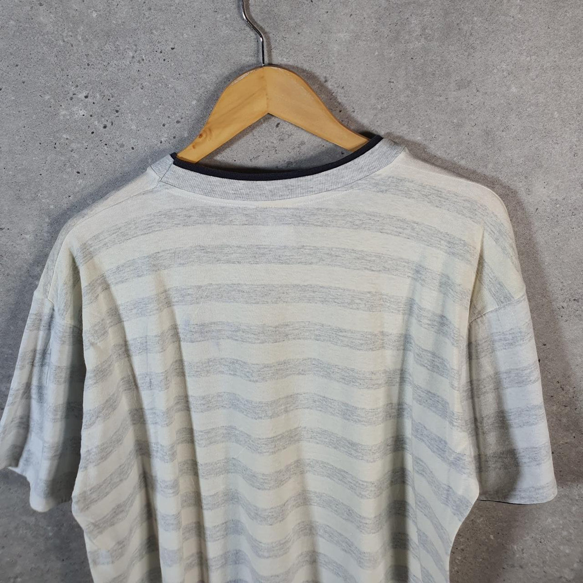 Vintage L.A Walton Beach Florida 90s USA Single Stitch T Shirt Men’s Large Striped Grey