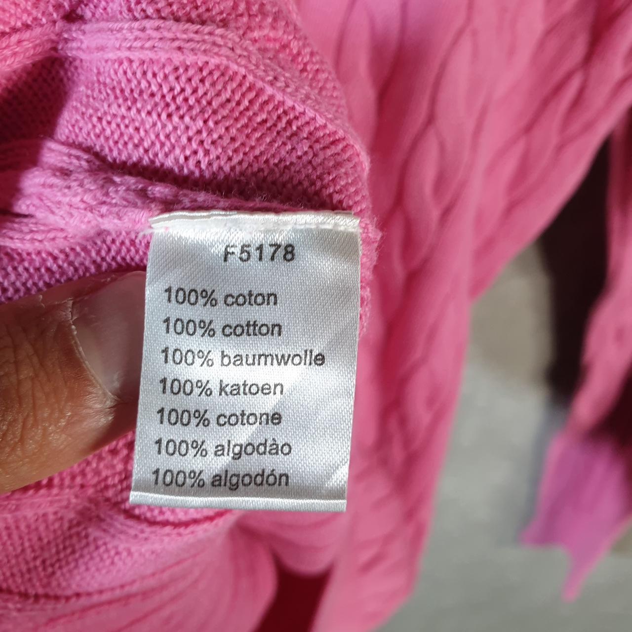 Vintage Lacoste Sweatshirt Cable Knit Womens Small Pink Pullover Logo Y2K Jumper