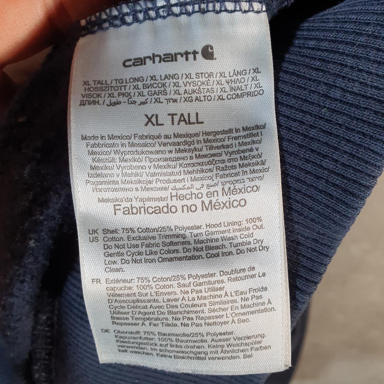 Vintage Carhartt Rain Defender Hoodie Men’s XL Tall Navy Blue 1/4 Zip Pullover USA Loose Fit