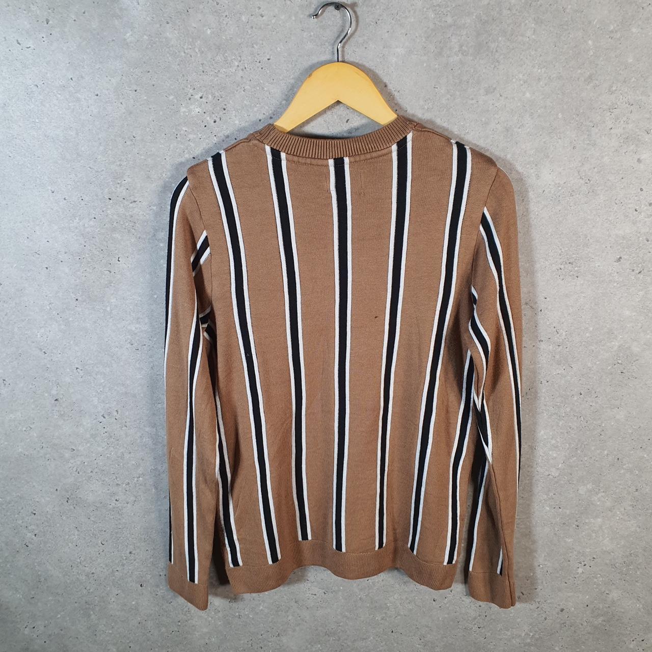 Vintage Topman Knit Sweater Men’s XS Brown Striped Y2K Pullover Casual
