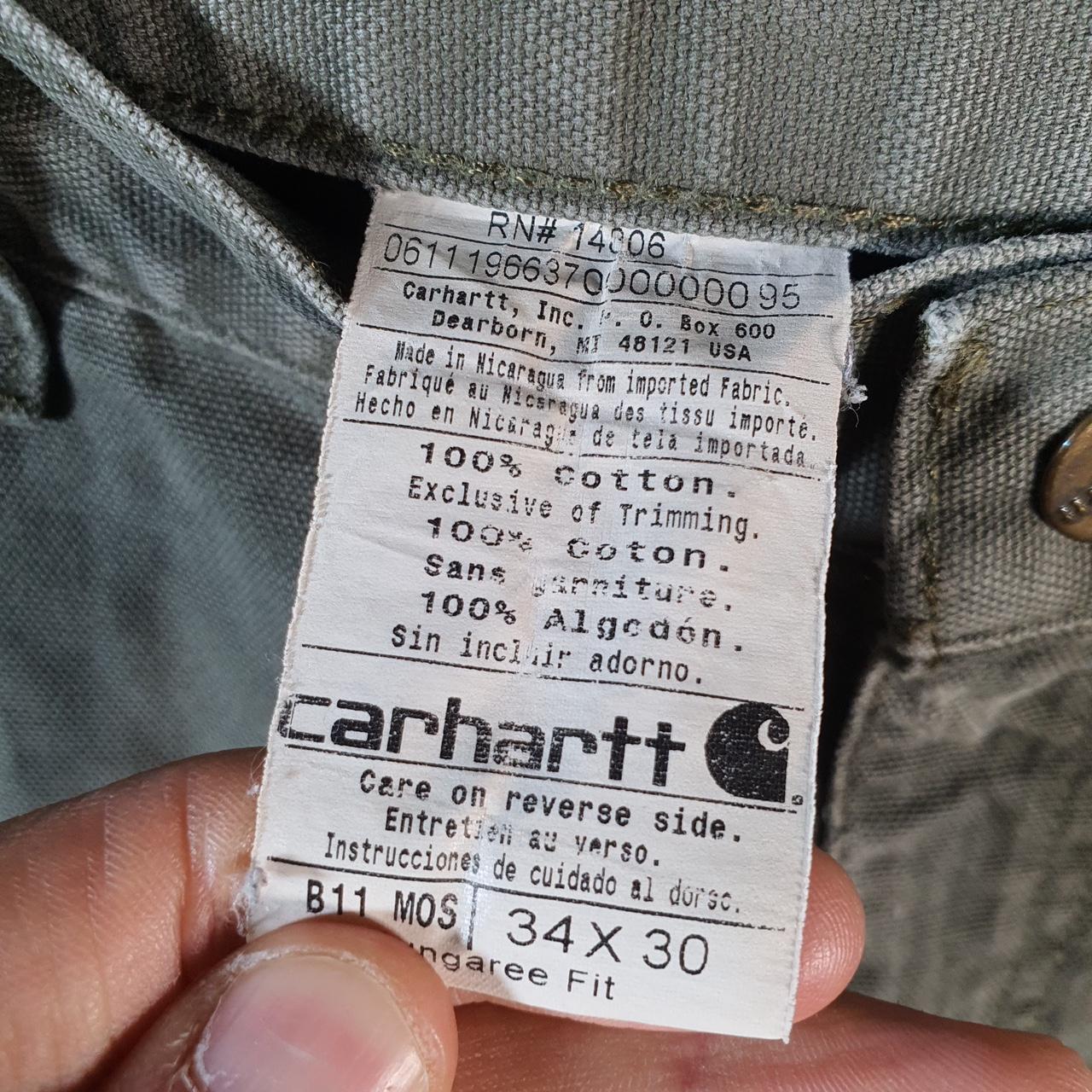 Vintage Carhartt Carpenter Trousers Mens W34 L30 Khaki Green Dungaree Fit Workwear USA
