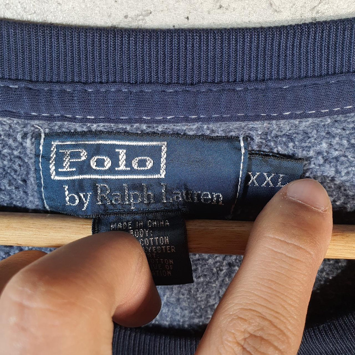 Vintage Ralph Lauren Polo Sweatshirt Men’s 2XL Navy Blue Tie Dye Pullover Pony