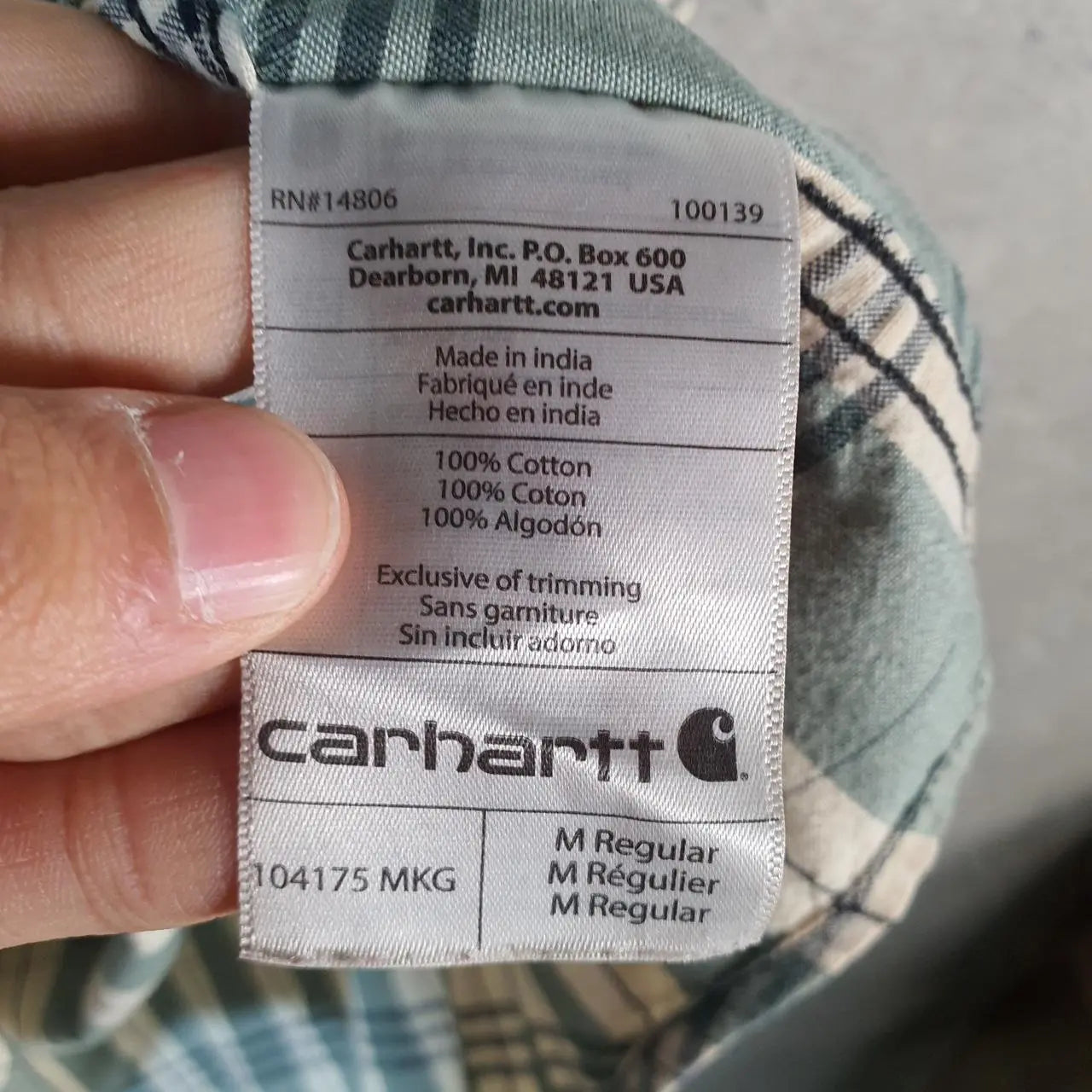 Vintage Carhartt Shirt Button Down Mens Medium Blue Checkered Chore Utility Original - Big Fish Vintage