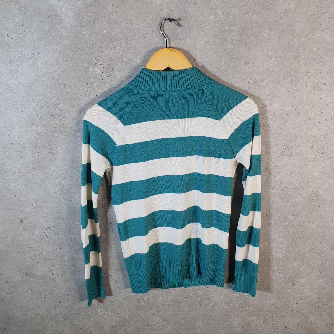 Vintage Lacoste Full Zip Knit Sweatshirt Womens XS Blue Logo Y2K Jumper Logo