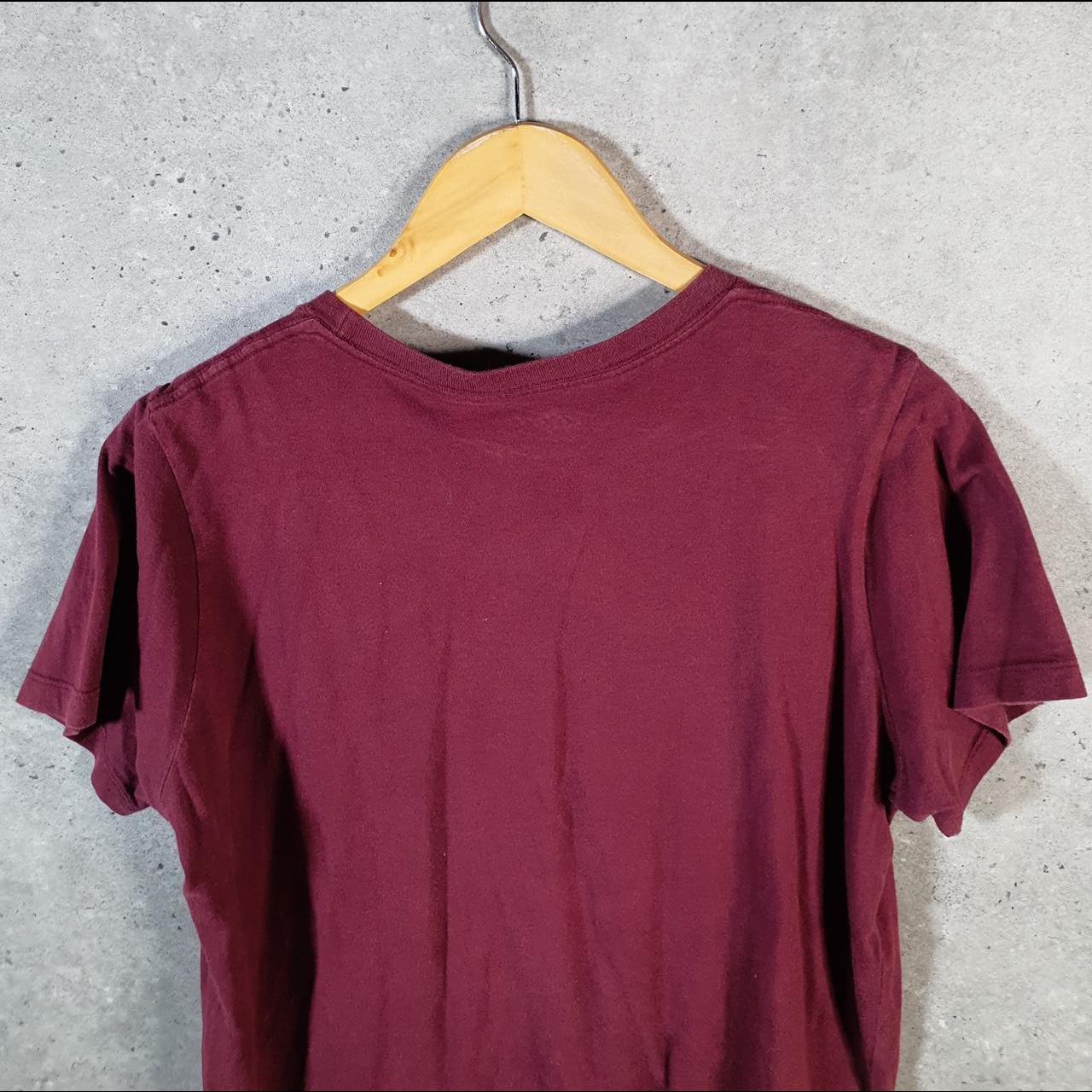 Vintage Stussy Spellout Printed Printed T Shirt Men’s Small Burgundy Red Graphic Short Sleeve Big Fish Vintage