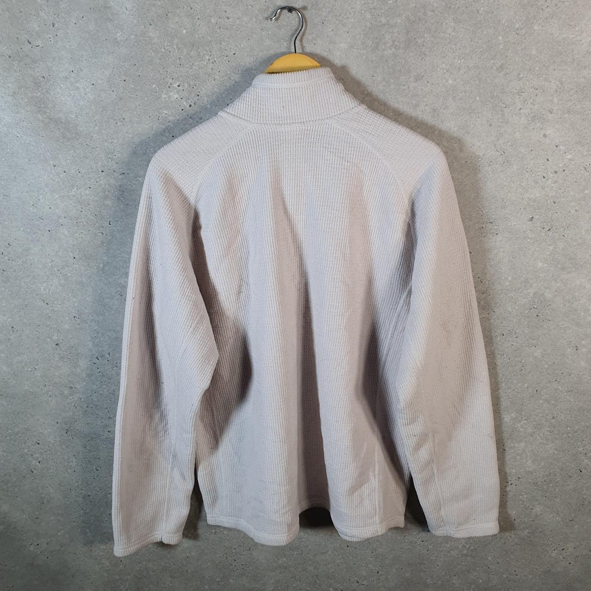 Vintage The North Face TNF Fleece Sweatshirt Mens 1/4 Zip Large Beige Pullover Logo