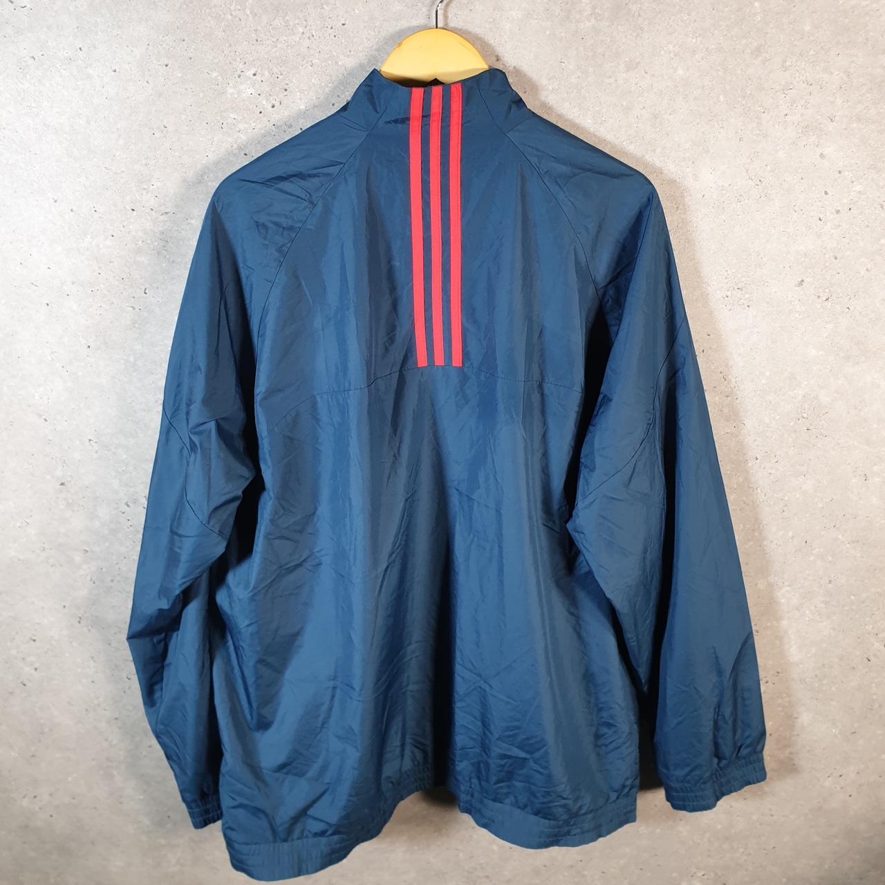 Vintage Adidas Windbreaker Track Jacket Mens XL Blue USA Three Stripes Full Zip
