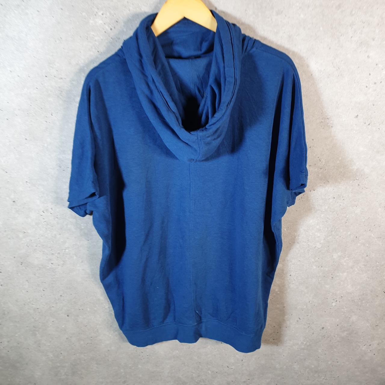 Vintage Nike Club Short Sleeve Hoodie Men’s Medium Blue Swoosh Y2K Pullover