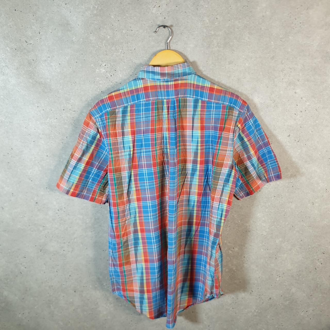 Vintage Ralph Lauren Button Down Shirt Men’s Medium Blue Checkered Classic Fit Cotton Pony