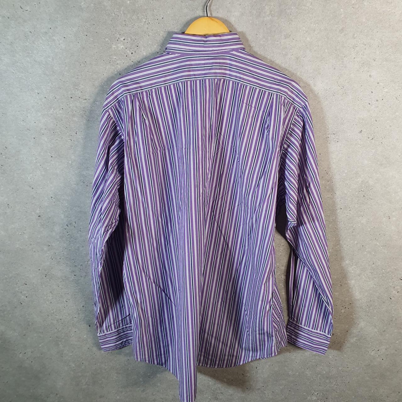 Vintage Ralph Lauren Button Down Shirt Men’s Large Purple Striped Curham Sport Cotton