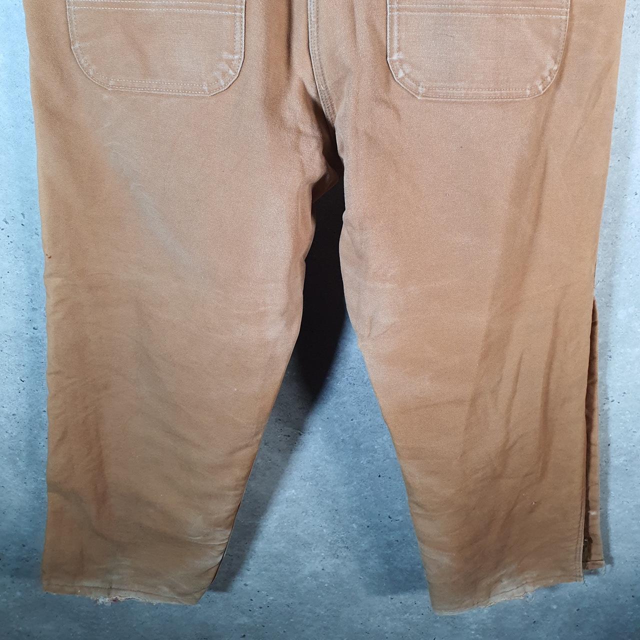 Vintage Carhartt Zipped Carpenter Trousers Mens W38 L30 Brown Dungaree Fit Workwear
