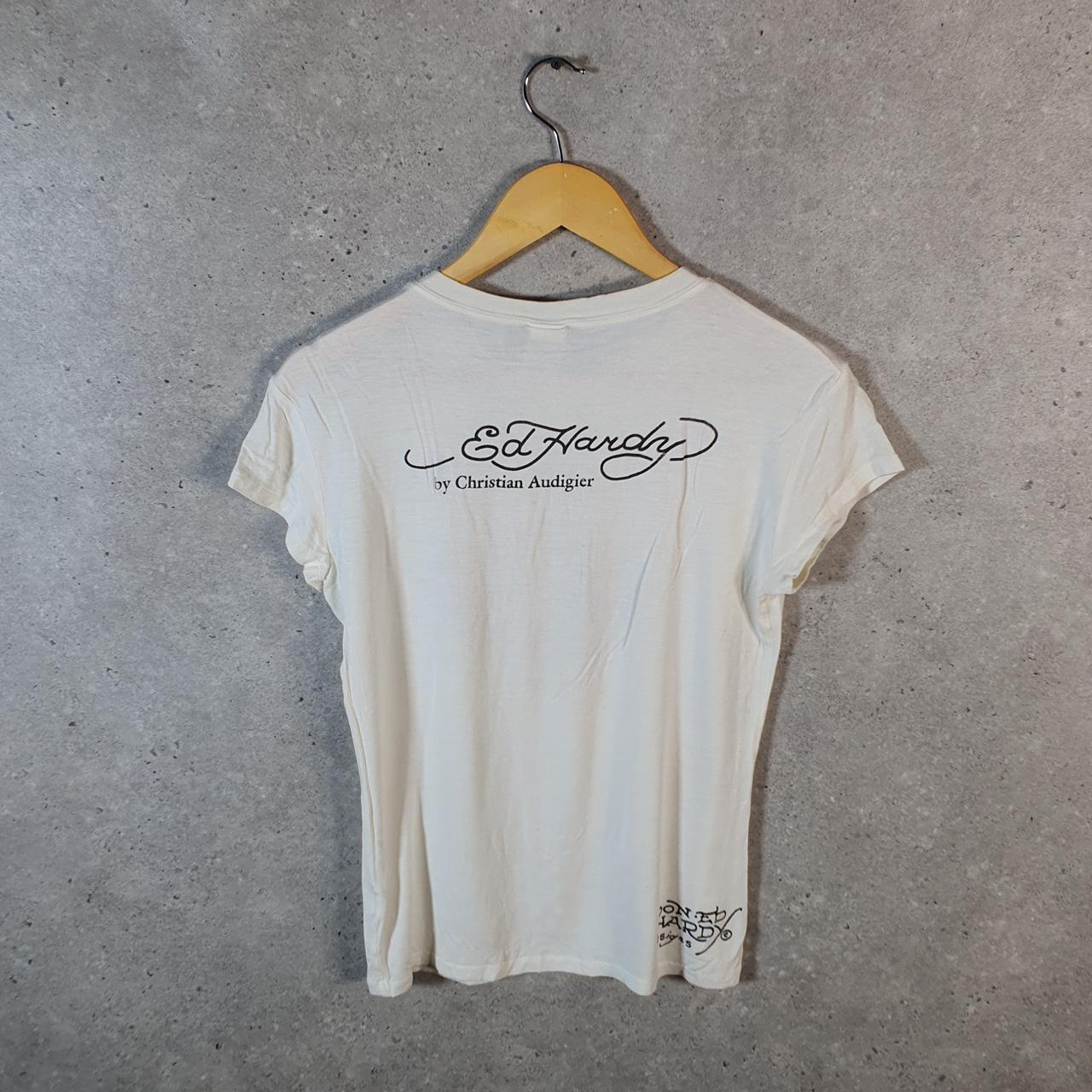 Vintage Ed Hardy T Shirt Womens Large Christian Audigier Love Heart Graphic Skull Y2K