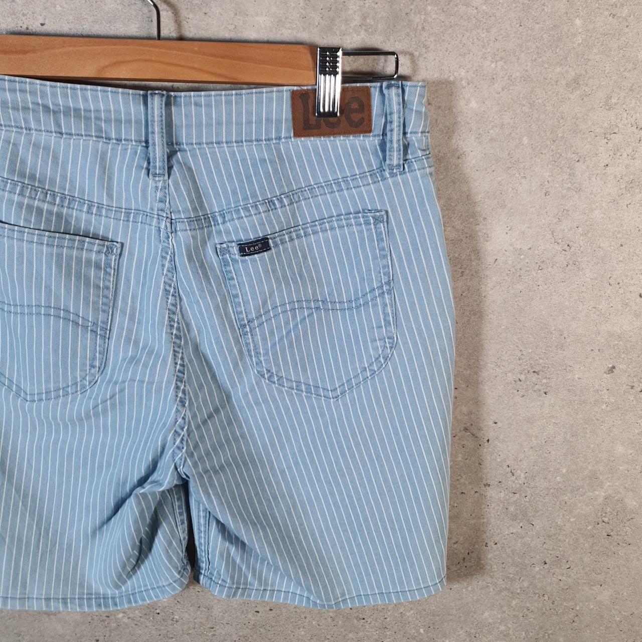 Vintage Lee Baggy Shorts Jorts Cargo Womens W30 Striped Blue Relaxed Cargo