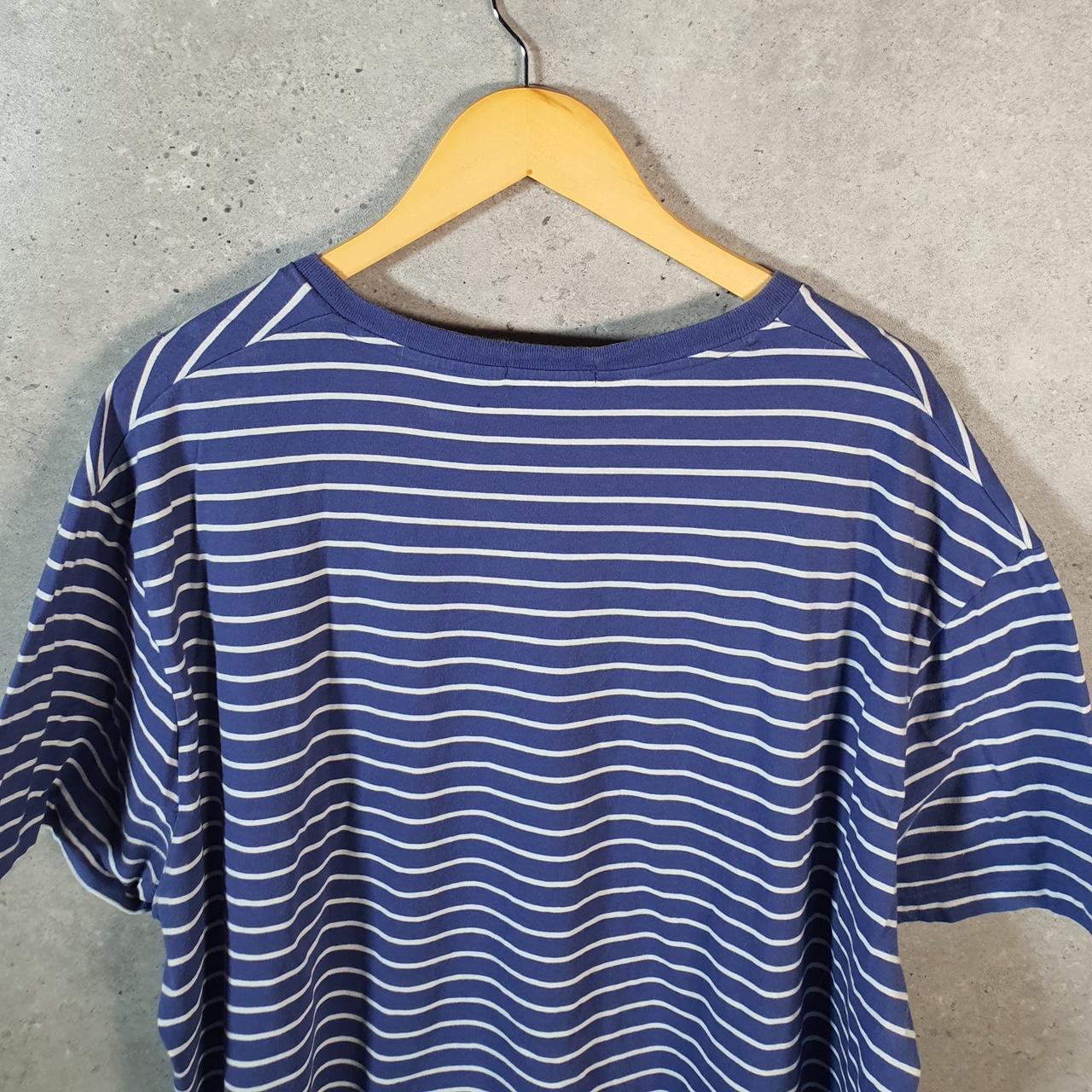 Vintage Ralph Lauren Polo T Shirt Men’s XL Blue Striped Embroidered Pony Classic Fit C9575