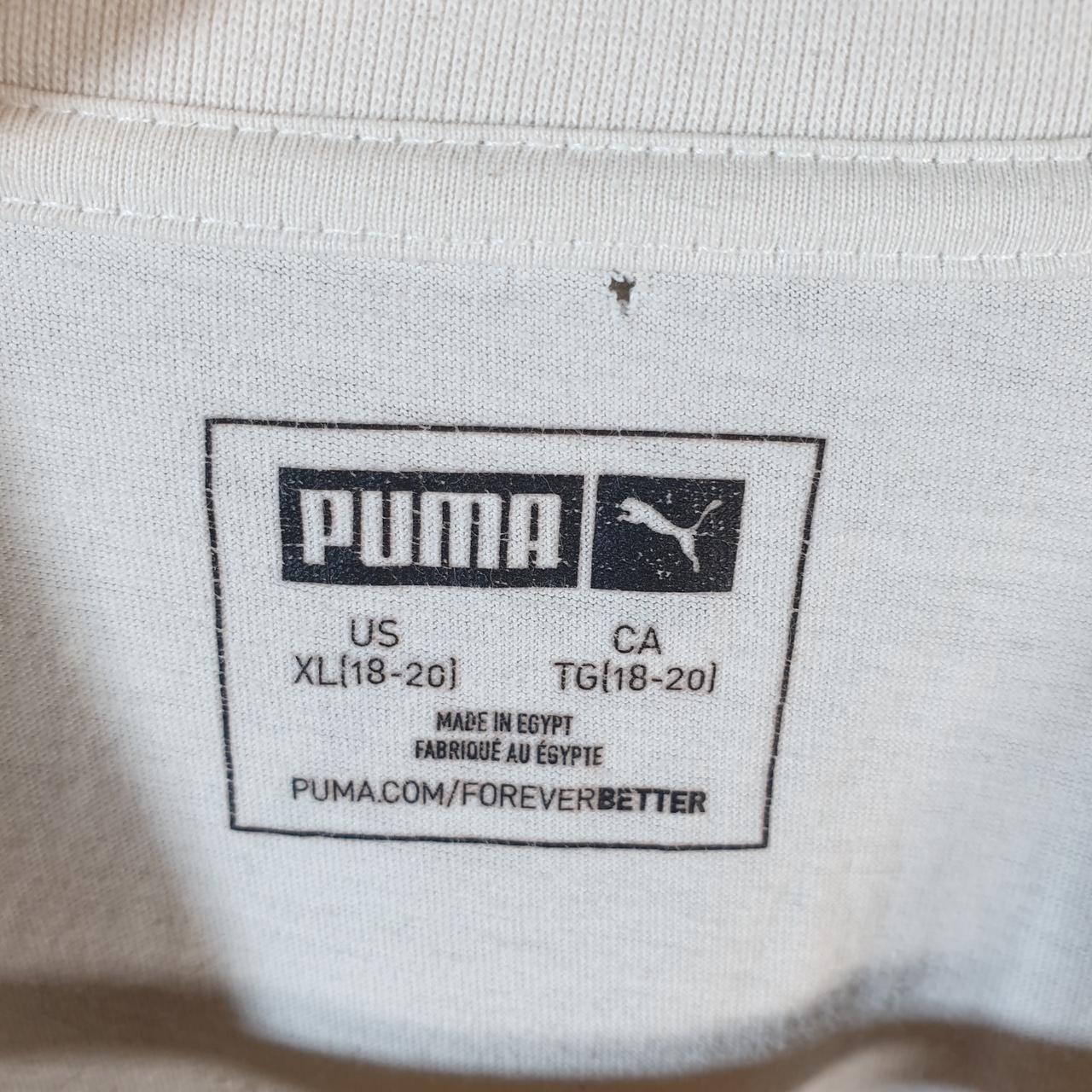 Vintage Puma Spellout T Shirt Womens XL White Sports Logo Athletic