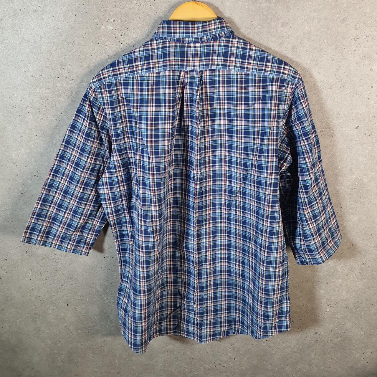 Vintage Ralph Lauren Button Down Shirt Men’s Large Blue Classic Fit Checkered Cotton Pony