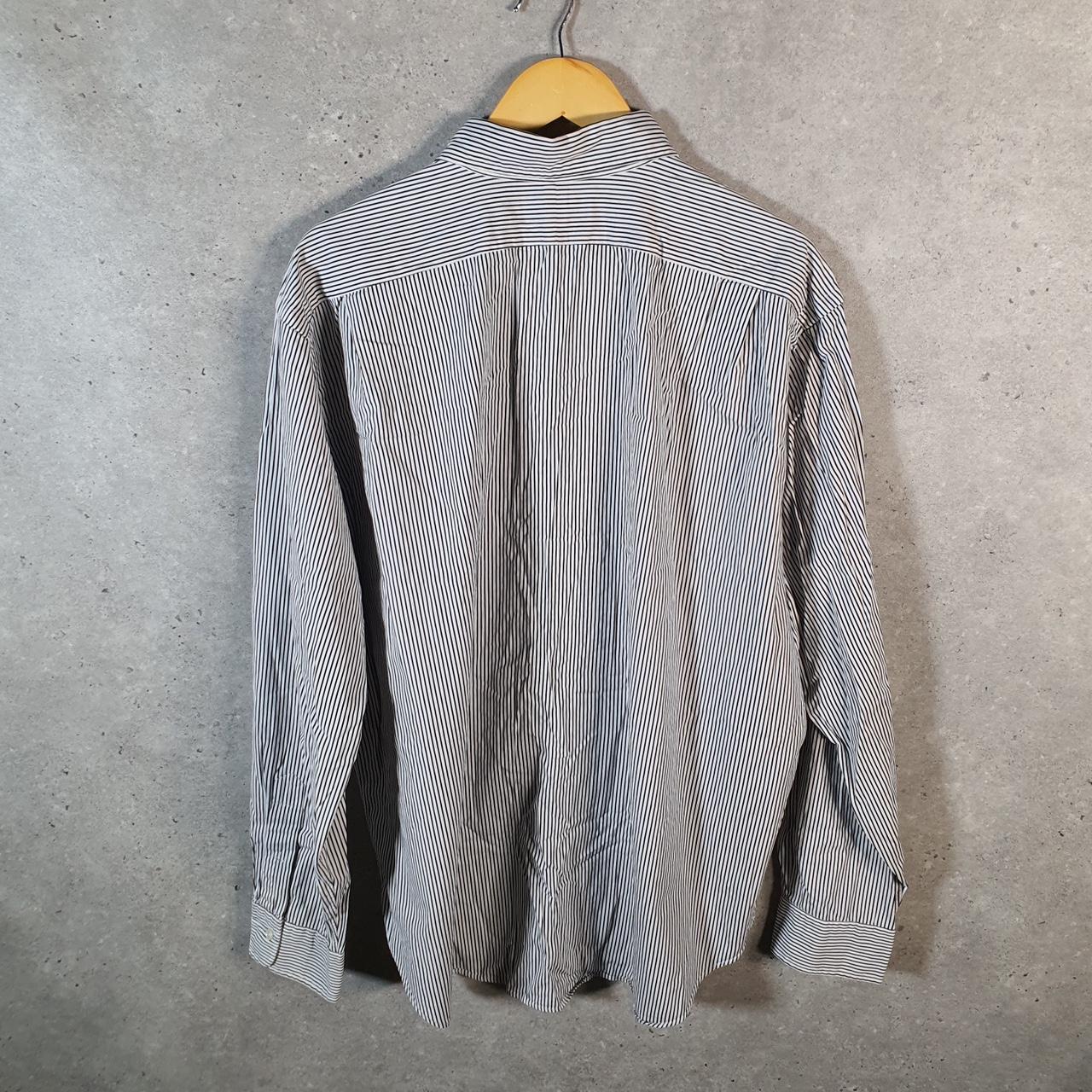 Vintage Ralph Lauren Button Down Shirt Men’s 2XL Grey Striped Bradford Classic Fit Pony