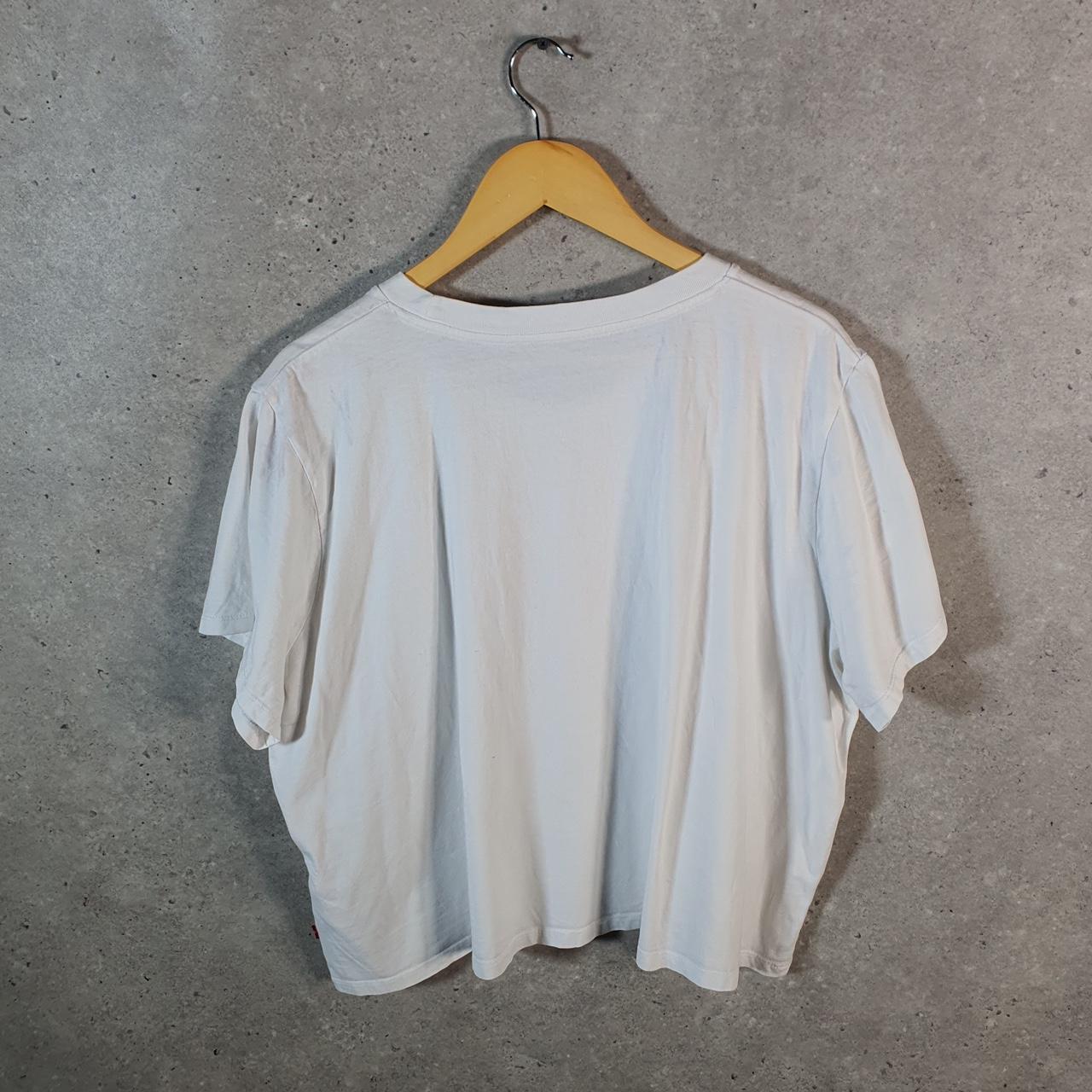 Vintage Levis Spellout T Shirt Shirt Womens 2XL Cropped Fit White Logo Athletic