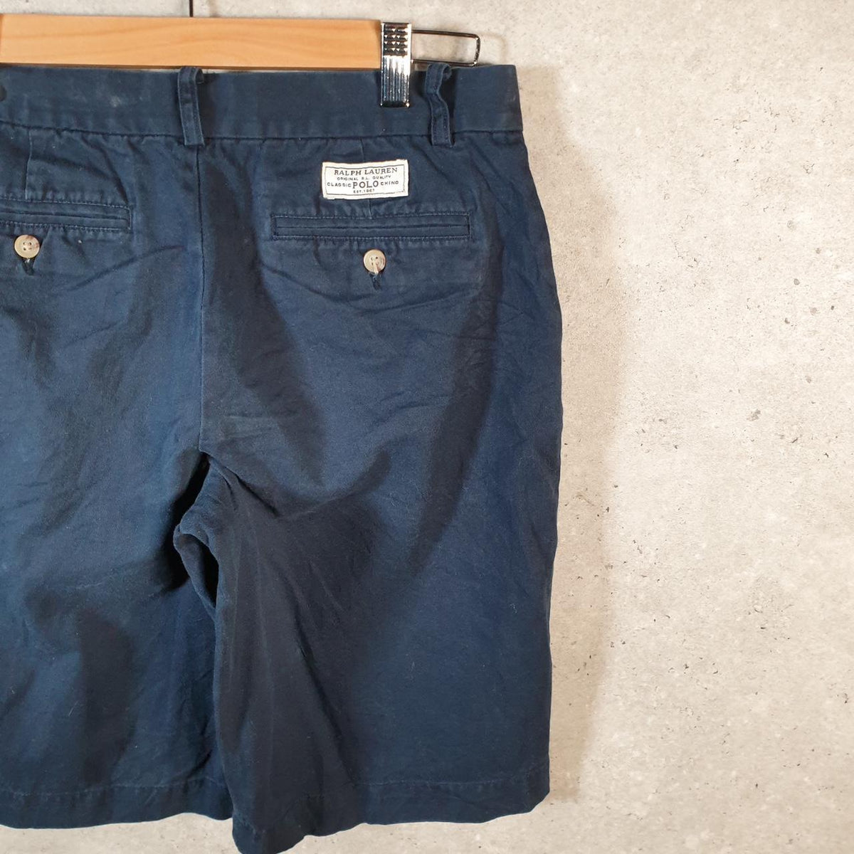 Vintage Ralph Lauren Polo Shorts Jorts Chino Cargo Womens W30 Navy Blue Baggy Cotton