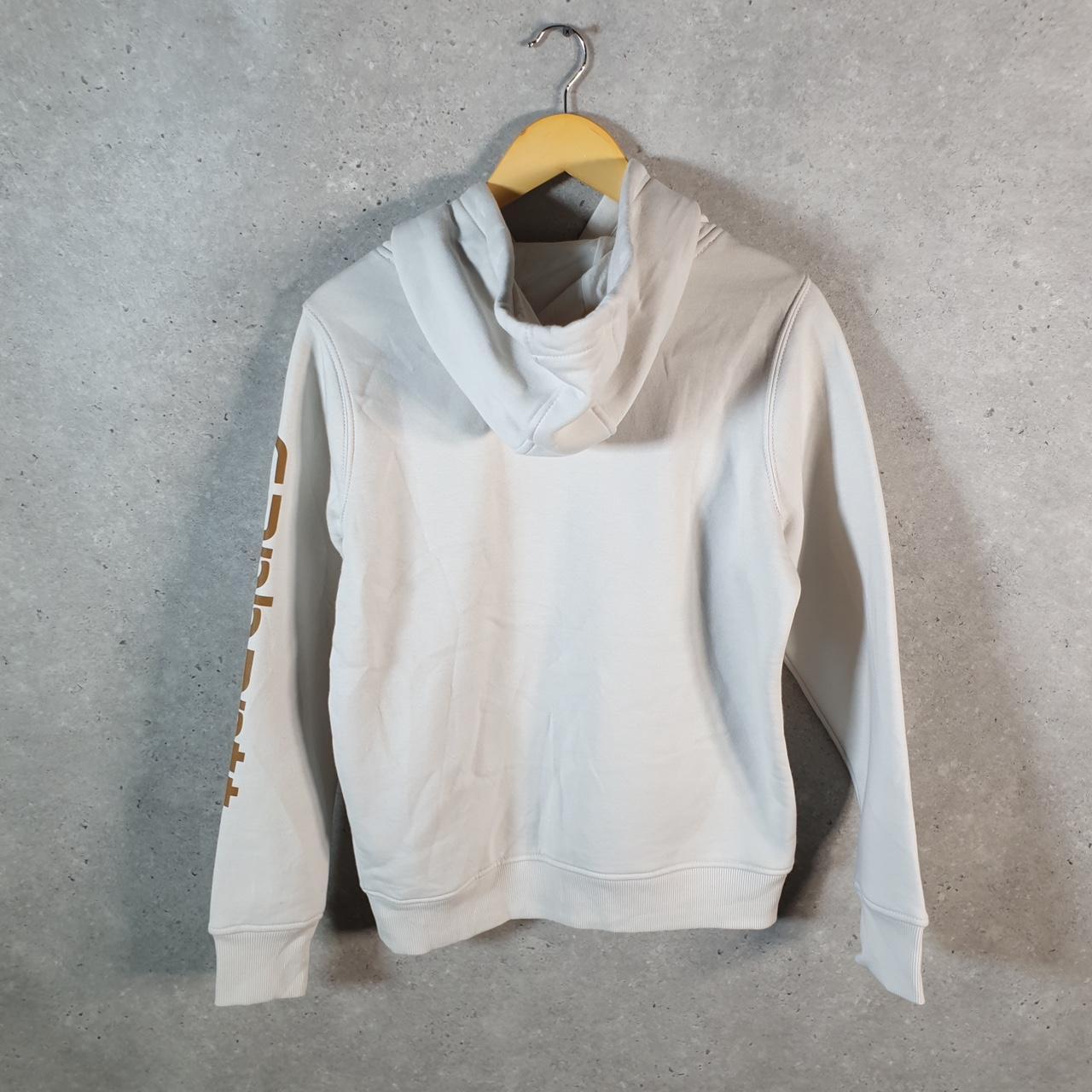 Vintage Carhartt Hoodie Womens Small White Pullover Blank USA Relaxed Fit