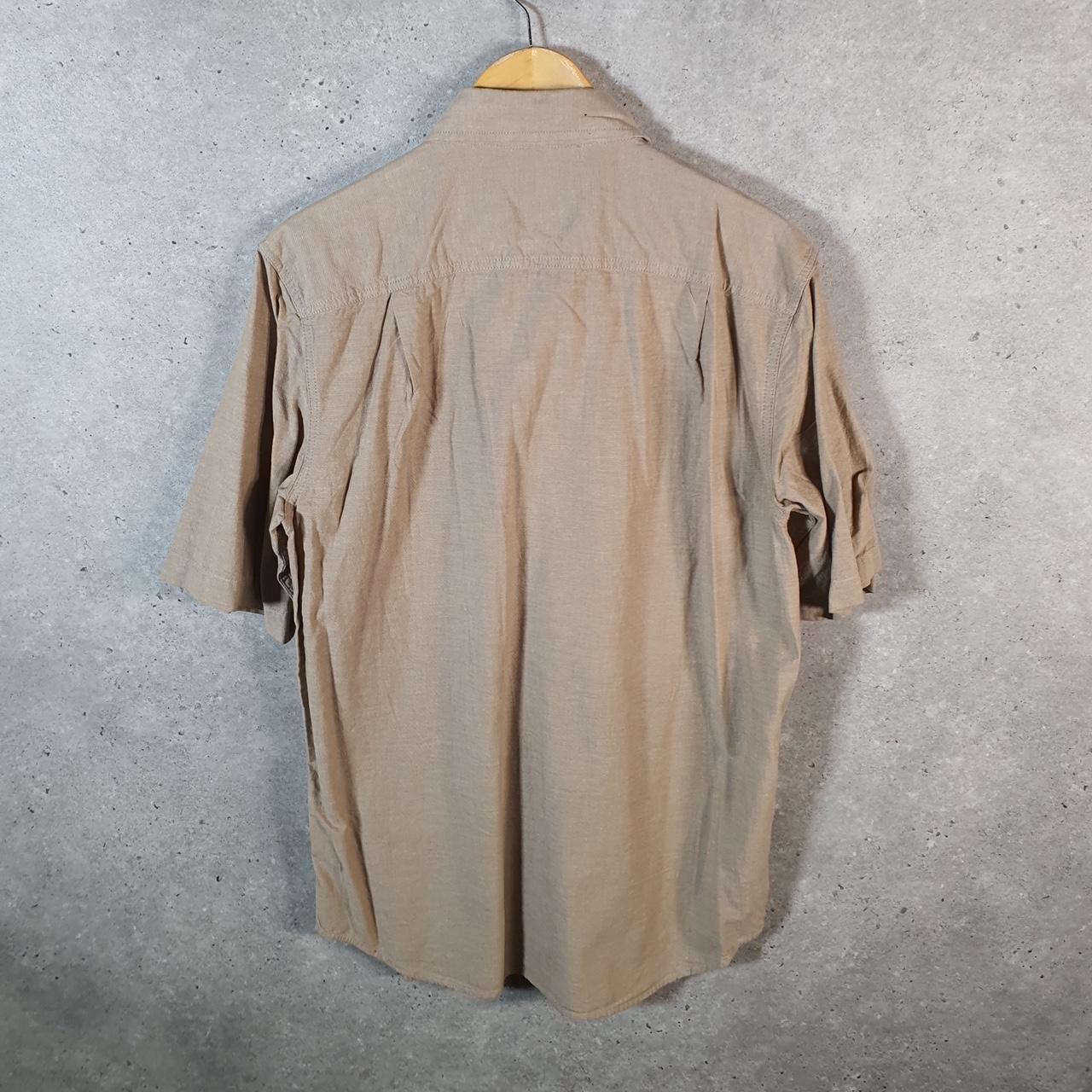 Vintage Carhartt Shirt Button Down Mens Medium Brown Short Sleeve Chore Utility Relaxed - Big Fish Vintage