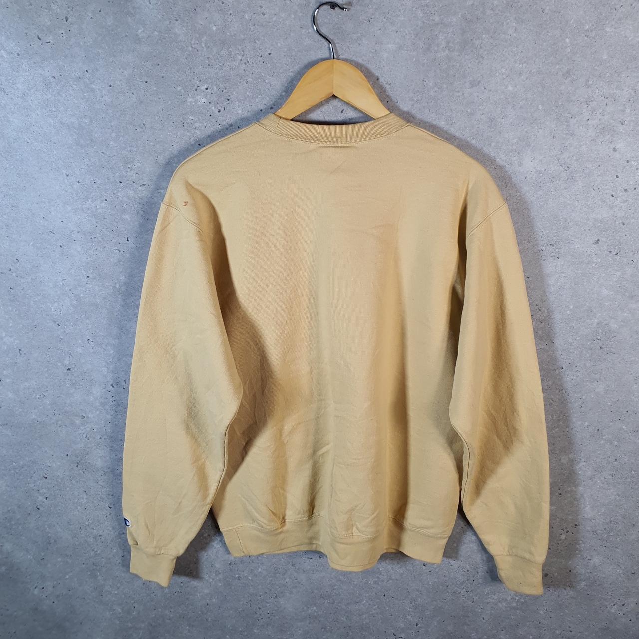Vintage Champion Sweatshirt Men’s Medium Yellow USA Pullover Spellout Logo