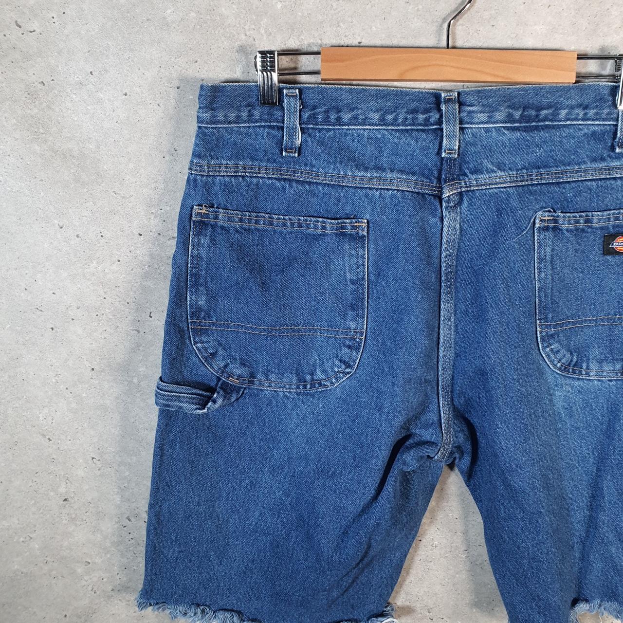 Vintage Dickies Baggy Denim Jean Shorts Jorts Cargo Mens W38 Blue Loose Fit