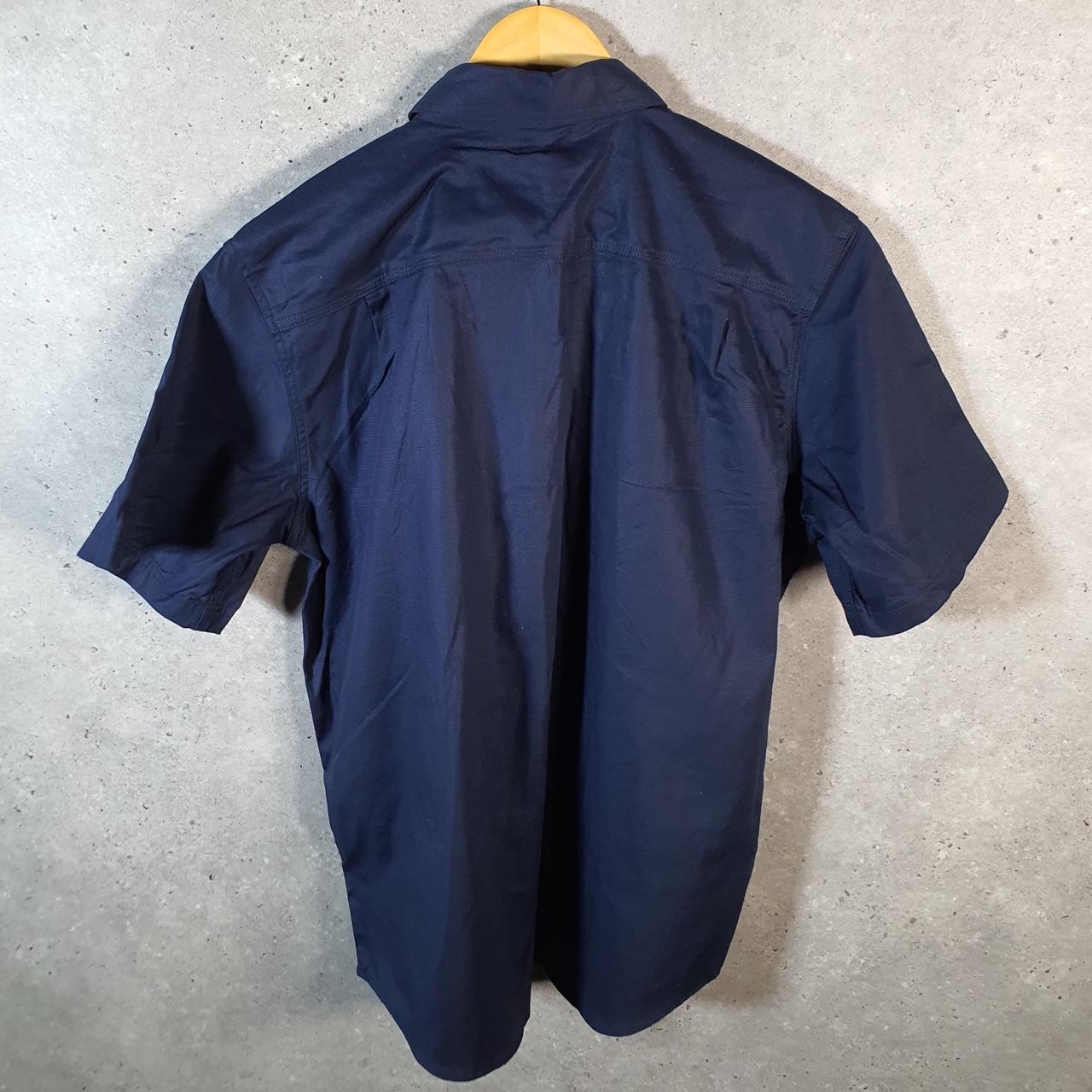 Vintage Carhartt Shirt Button Down Mens Large Navy Blue Short Sleeve Utility Relaxed Fit