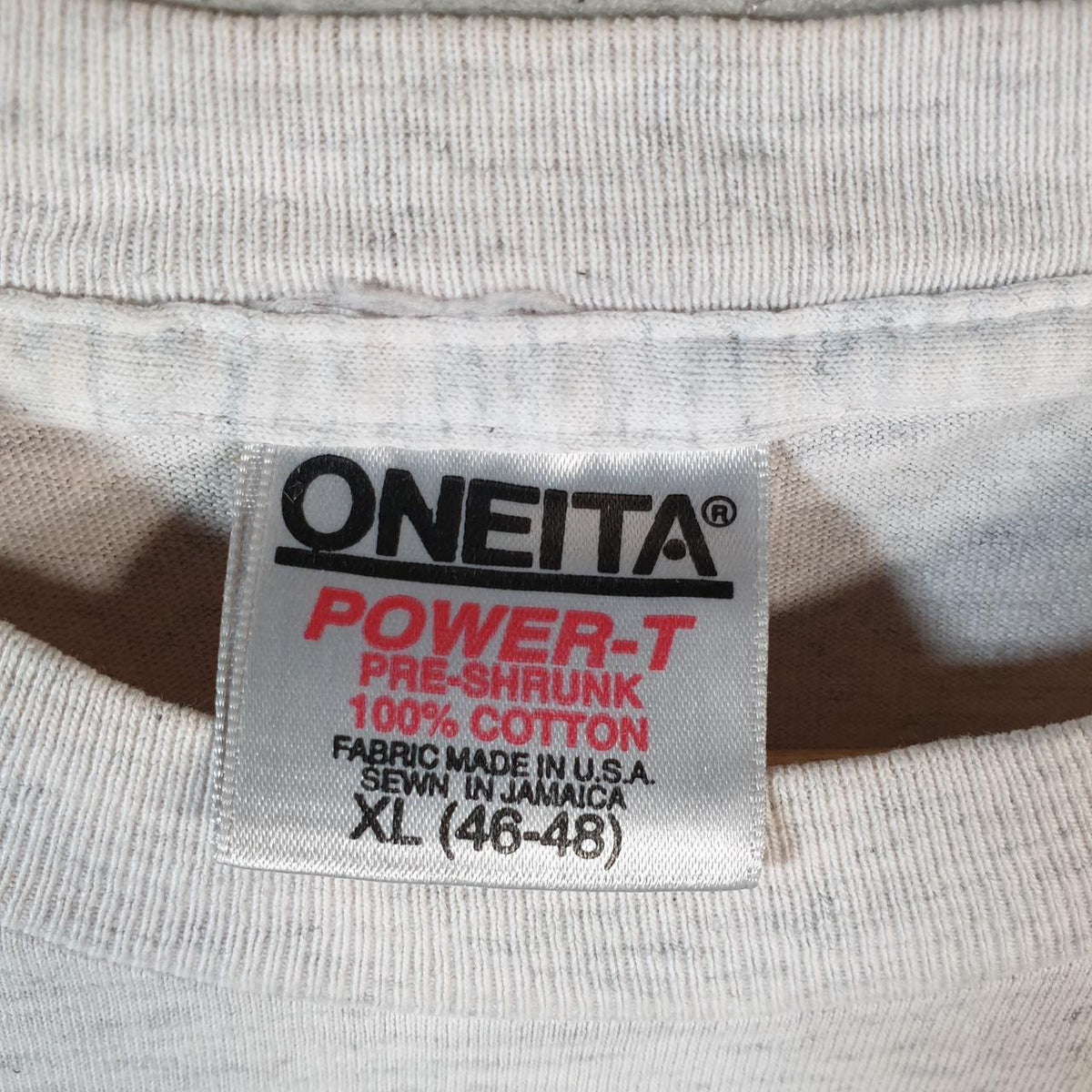 Vintage Oneita Power Harry Ts Destin Florida 90s USA Single Stitch T Shirt Men’s XL Grey C8811